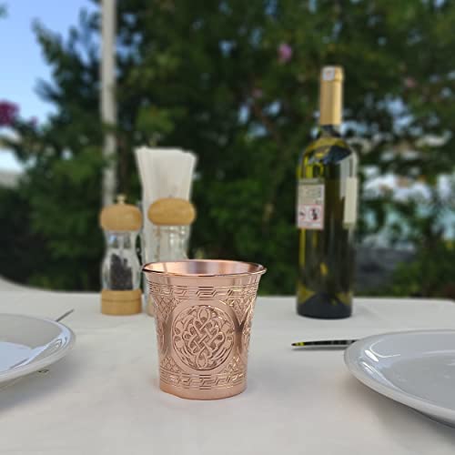 DEDE Copper - CC Series (15 oz) - Handcrafted Super Heavy Weight Drinking Cups or Serving Cold Beverages and Cocktail Mugs, Handmade Unlined Uncoated Pure Solid Copper Tumblers (Engraved) Engraved