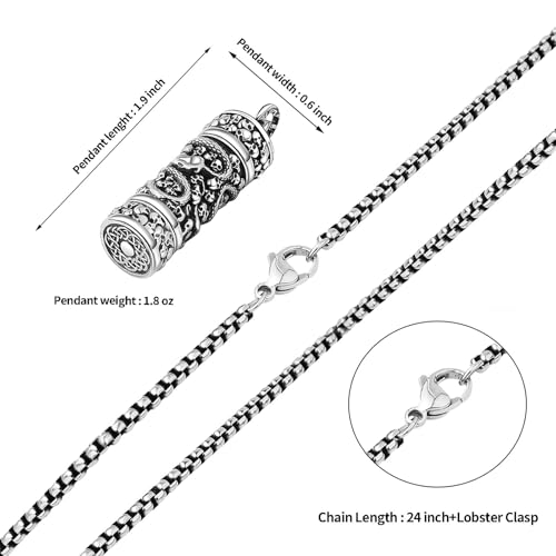 Urn Necklaces for Ashes, Stainless Steel Cremation Jewelry for Ashes, Keepsakes Gifts for Men/Women Chain Length 24 Inches Serpent Skull
