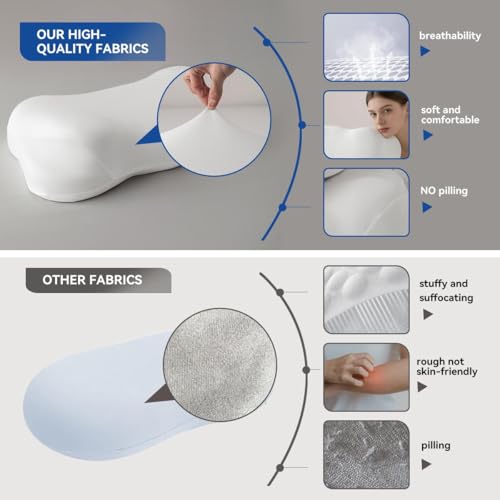 Ergonomic Cervical Neck Pillow for Sleeping, Memory Foam Contour Pillow for Side Back Sleepers, Cloud Shape Neck Support Pillow with Washable Cover (White) White