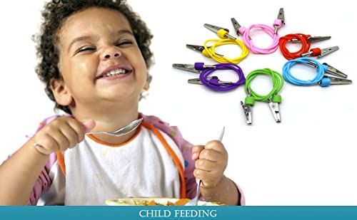 [Australia - AusPower] - 6 Pieces Dental Colorful Silicone Bib Holder Clips as Napkin or Face Mask Holder | Variety of Uses 
