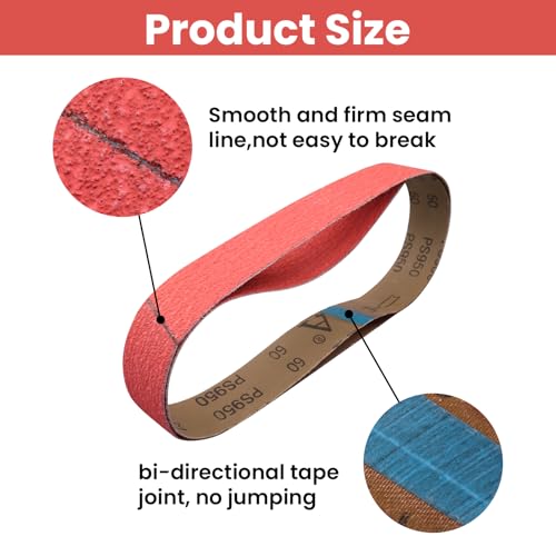 SHUTTLE GENIUS 1.5 x 30 inch 60 grit ceramic sanding belts, 10 pack for metal polishing