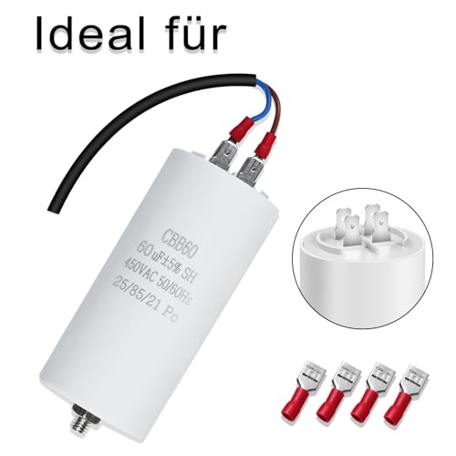CBB60 450V 35UF 50/60HZ Capacitor, Plug-In Capacitor, Starter Capacitor, Suitable for Washing Machines, Drills, Lawnmowers and Other Electrical Devices (Four Connections)