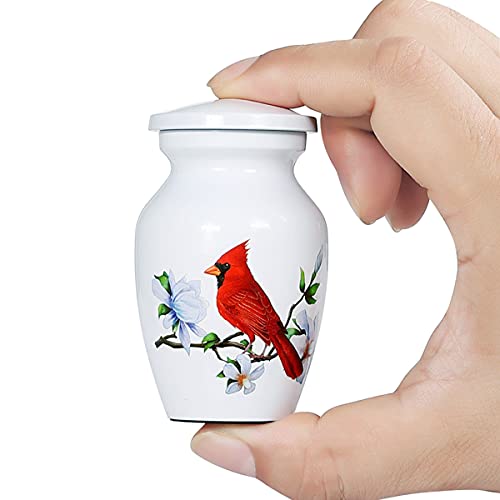 Small Cardinal Urn for Human or Pet Ashes, 4 Mini Funeral Memorial Urns 4 Keepsake Urns
