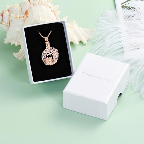 Yinplsmemory Cremation Jewelry Tree of Life Urn Necklace for Women Ashes Keepsake Jewelry for Sister for Ashes Rose gold-purple