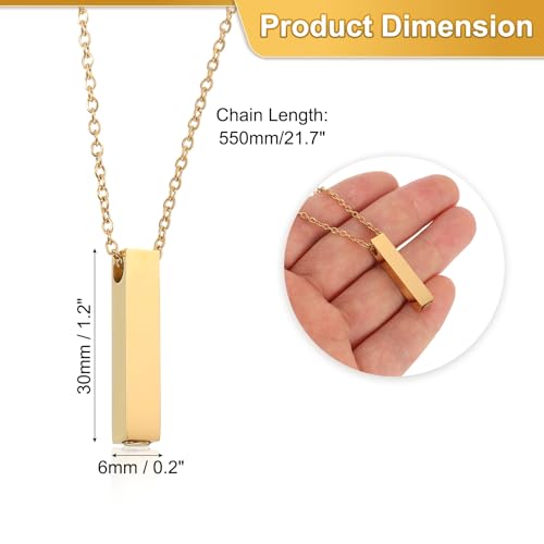 sourcing map Cube Cremation Necklace for Ashes, Urn Ash Memorial Cremation Necklaces Waterproof Keepsake Pendant with Funnel Kit for Ashes of Loved Ones, Pet, Family (Gold Tone)