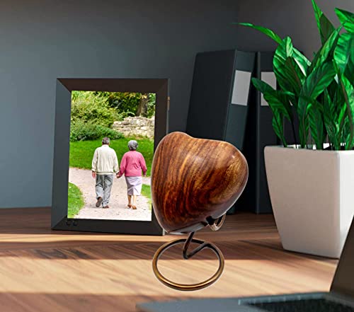 Wooden Heart Urn Keepsake Cremation Urn, Wooden Urn Style, 3 inch