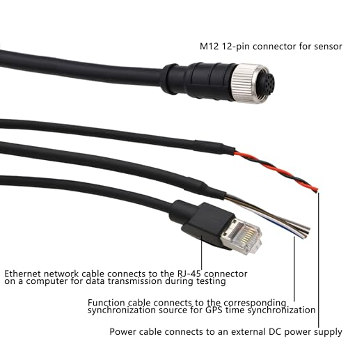 Ethernet Power Function Debugging Cable for DJI Livox Mid-360 LiDAR Sensor to Computer, 1 to 3 Splitter, M12 Aviation A-Coded 12 Pin Female Connector to RJ45 and Flying Leads, 50cm 50 cm 1-to-3 splitter cable