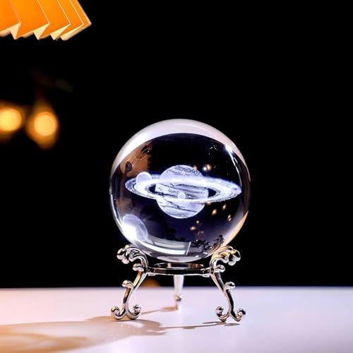 AB-21 3D Laser Engraved Eagle Crystal Ball with Metal Stand - Desktop Decor for Astronomy Enthusiasts - Premium Optical Crystal Sculpture White12