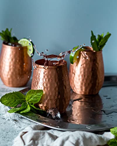 Kosdeg Copper Cups - 12 Oz set of 4 - A Unique Way To Enjoy Wine - The Perfect Pure Copper Tumbler for Water - Copper Drinking Cups Better Than Glasses or Plastic - Moscow Mule Copper Cup For Drinking