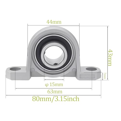 Mounted Flange Pillow Bearing 4Pcs Zinc Alloy Housing Bearing Vertical Pillow Bearings Block Bearings Self-Adjust Center Mounted Support for Axis Shaft Machine (15mm ID) 15mm Innendurchmesser