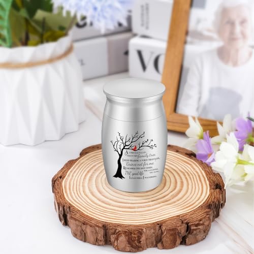 SOITIS Urns for Human Ashes 2.76 Inches Aluminum Small Urns for Human Ashes Keepsake, Mini Urn for Human Ashes Memorial Cremation Urns for Human Ashes-Tree of Life Funeral Keepsake Urn Silver