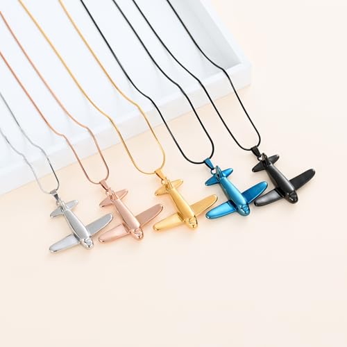 Airplane Cremation Jewelry for Human Ashes Urn Necklace Keepsake Jewelry Ashes Holder Memorial Pendant Locket for Ashes Silver