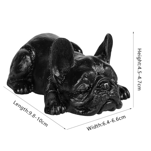 SUNYIK Resin Black Obsidian French Dog Statue, Orgone Stone Dog Figurine Sculpture Collectible for Home Office Tabletop Decoration