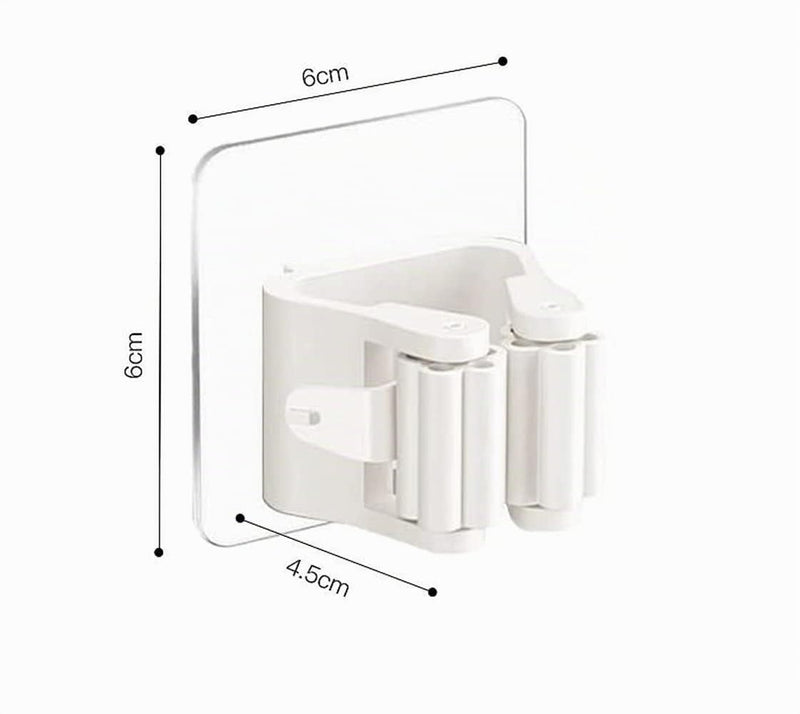 Pack of 4 Broom Holder Wall Self-Adhesive Mop Holder No Drilling Broom Holder Self-Adhesive Mop Holder Holder for Kitchens, Bathrooms (White)