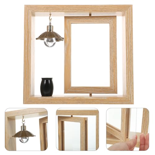 Kichvoe Rotating Memorial Picture Frame with Small Urn for Ashes 4X6 Inch Wooden Tabletop Keepsake Frame for Human Ashes