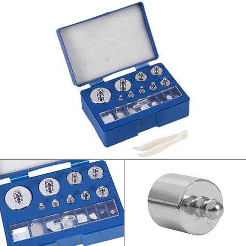 Calibration Weights Set, 17 Pieces, 10 mg-100 g Weight, Stainless Steel, Precision Accurate Calibration Weights, with Tweezers + Storage Box, for Laboratory, Jewellery, Educational Tool