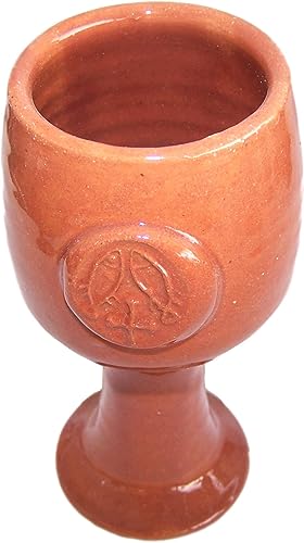 Holy Land Market Terra Cotta Biblical Wine Goblet Communion Chalice - Brown