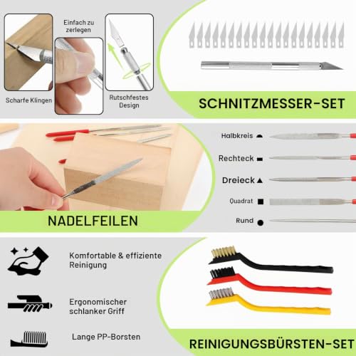 Pack of 56 Deburring 3D Printing Kit, 3D Printer Tool with Nozzle Cleaning Set, Carving Set, Deburring Tool, File Set, Cleaning Needles, Side Cutters, Small, Deburring Tool for Cleaning Maintenance 56 pieces