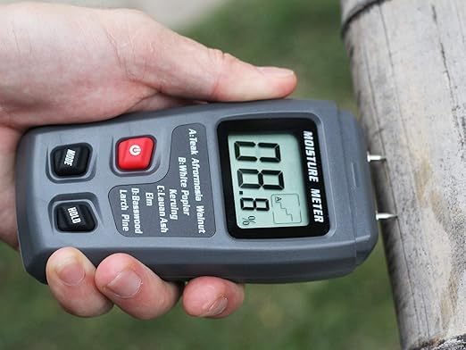 [Australia - AusPower] - BSIDE 2 Pins Wood Moisture Meter Handheld Timber Water Lumber Damp Humidity Firewood Detector Tester Backlit LCD Display Digital Moisture Meter With 4 modes and Data Hold 