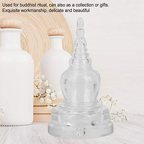 HEEPDD Crystal Stupa Buddhist Dagoba Tower Statue, Handcrafted Acrylic Meditation Decor, 3 Inch Serene Home Temple Ornament for Mindfulness Practitioners, Yoga Enthusiasts, and Spiritual Gift Giving