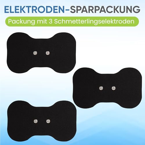 Med-Fit Butterfly Wireless TENS Self Adhesive Electrode - Versatile, Durable and Hassle-Free Pain Relief (Black, Butterfly 3-Pack) Butterfly 3 Pack Black