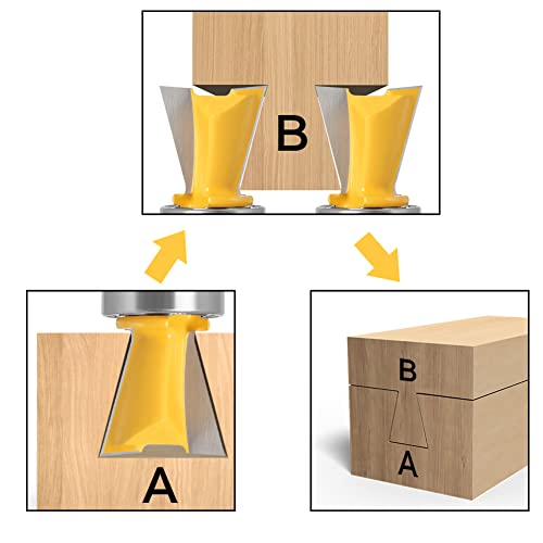 Dovetail Cutter with Bearing, 8 mm Shank, Dovetail Cutter Drill Sets, Dovetail Common Cutter (1 x 8 mm Shank) 1PCS 8mm Shank