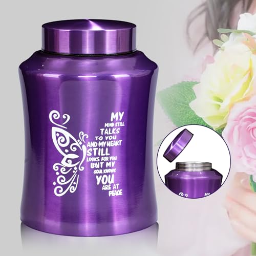 Urns for Human Ashes, Purple Butterfly Urn for Women & Men, Weight Capacity 220 lbs, Earns for Ashes for Adult Humans