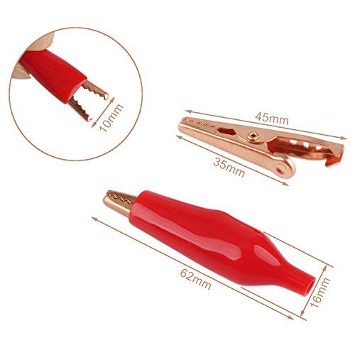 [Australia - AusPower] - DROK Alligator Clips, 20pcs Insulated Electrical Test Kit 1.77"/45mm 10A Pure Copper Alligator Clip Crocodile Clamps Jumper Helper with Protective Insulation Cover 