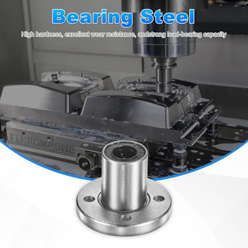 PATIKIL LMK10UU Linear Ball Bearings 10mm Bore Dia 19mm OD 29mm Long 4.5mm Hole, 4Pcs Round Flange Linear Motion Bushing Double Side Rubber Sealed Rod Liner Shaft for Machine 3D Printer