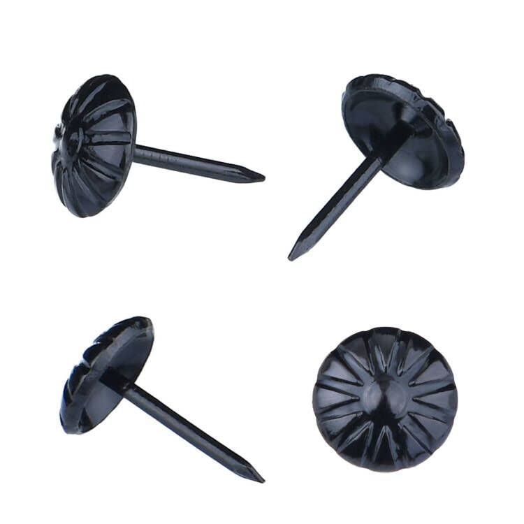 [Australia - AusPower] - Black Upholstery Tacks, 7/16 inch Upholstery Nails for Furniture Sofa DIY,100PCS Decorative Tacks for Upholstery Decorative, Daisy Upholstery Tacks for Wood 7/16"x11/16"(11x17mm) Black 