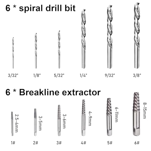 26-Piece Screw and Nut Remover Set, Left Extractor Set with Carry Bag, Professional Screw Extractor Set, Remove Damaged, Rusted Nuts
