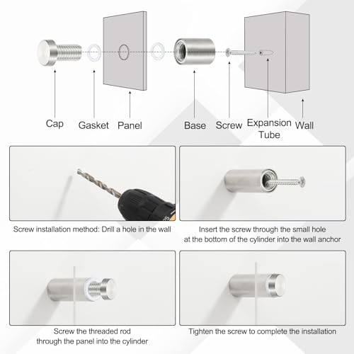 PATIKIL silver 1x4.7-inch stainless steel standoff screws for acrylic signs, picture frames, and wall mounting