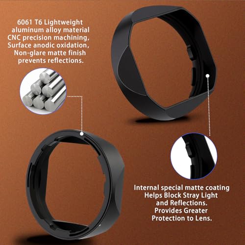 Haoge Bayonet Metal Square Lens Hood for Voigtlander NOKTON 35mm F1.2 II/III,40mm F1.2,50mm F1.2 Aspherical Lens for VM Mount Accessories LH-VM35-NB Black,with Cap