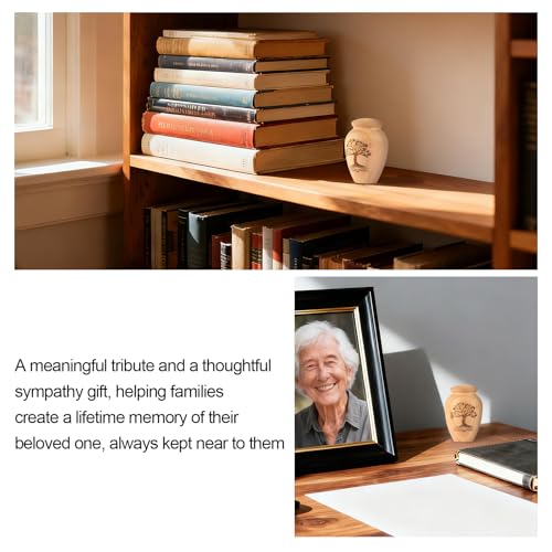 Small Urns for Human Ashes Dad Mom - Beautiful Tiny Keepsake Urns for Pets - Mini Tree of Life Urn Made of Bomboo - Hold 5 Cubic Inches of Ashes (Tree of Life)