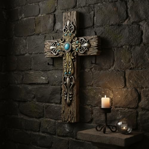 Comfy Hour 12 Inch Wall Cross, Rustic Religious Decor