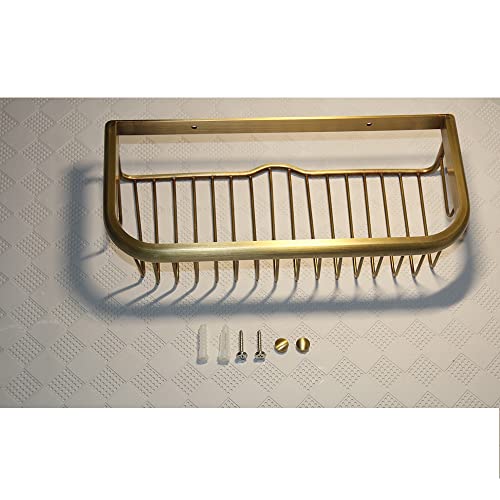 Nokozan brass square shower caddy with wall mount bronze finish, bathroom storage rack shelf organiser basket for shower essentials