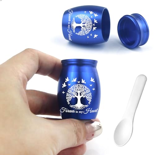 Small Keepsake Urn for Human Ashes Tree of Life Cremation Urns Mini Set of 7 Urns Perfect Stainless Steel Memorial Ashes Holder Small Funeral Ash Urn-Forever in My Heart (7Pcs-Purple) 7pcs-purple