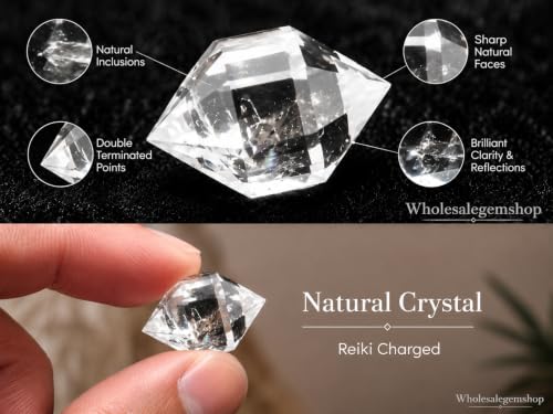 GEMSCITE Large Herkimer Diamond Crystal Charm, Natural Quartz Pendant for Jewelry Making