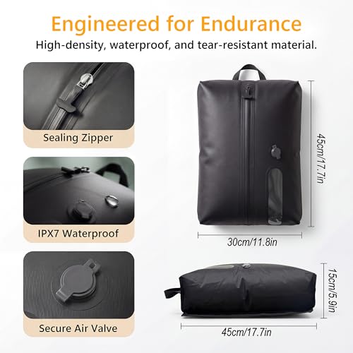Travel Vacuum Bags with Pump, 18L Carry On Size Vacuum Compression Bags for Travel, Reusable Space Saver Luggage Vacuum Seal Kit with Rechargeable Electric Pump，Black Set (2-Pack) black 2 Pack-Black