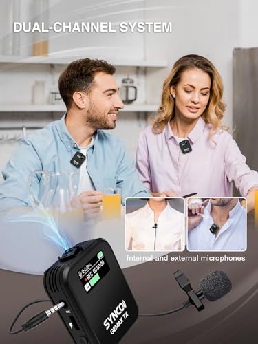 SYNCO G2A1 MAX Wireless Lavalier Microphone, 2TX+1RX, 8GB Recording G2A1MAX