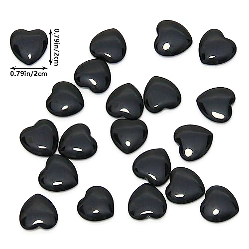 Tumbled Polished Natural Black Obsidian Crystal Heart Stones(20Pcs)