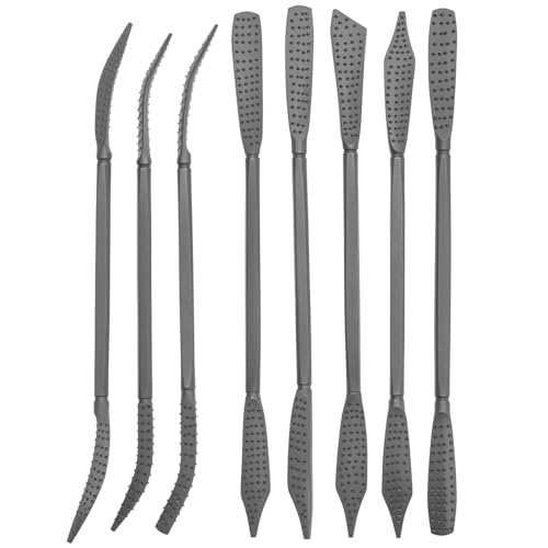 QWORK® 8 Piece Rasp File Set Double Sided Rasp Wood Soapstone Precision Handmade