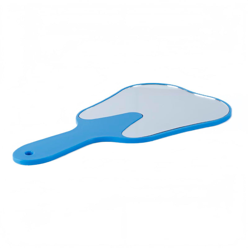 WANGCL Tooth Shaped Mirror, Portable Tooth Shaped Mirror, Plastic Handle for Dentist Decorations, Oral Clinic, Salon, Hairdresser (Blue)