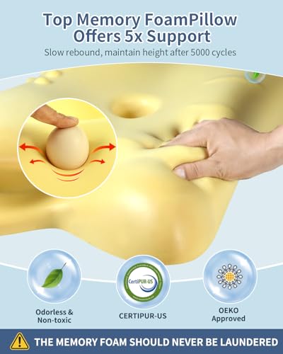 Cervical Pillow for Neck Pain Relief - Ergonomic Neck Pillow for Sleeping in Bed, Contour Memory Foam Pillows Side Sleeper Pillow for Neck Support, Bed Pillows for Back Stomach Sleepers,(LightWhite)