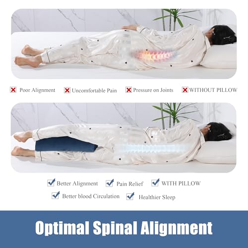 ROYALAY Half Moon Bolster Knee Pillow for Legs, Knees, Lower Back and Head, Adjustable Semi Roll Round Lumbar Support Pillow for Bed Sleeping, Health Large Half Moon Pillow for Reduce Pressure,Blue Navy Blue