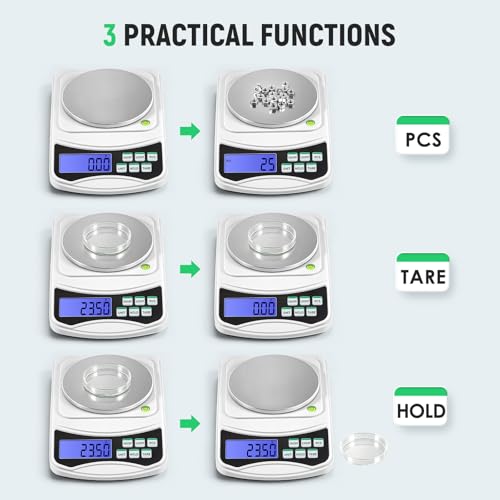 Antstone digital precision scale with 0.01g accuracy, 1000g capacity, calibration weight, and batteries