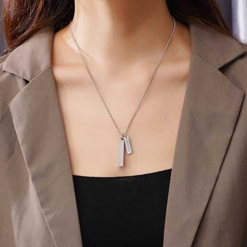 Crystal Black Cremation Jewelry for Ashes Silver Urn Necklace for Ashes, Birthstone Cube Urns Memorial Ashes Necklace Pendant Keepsake, Cremation Urn Jewelry Bar Locket With CZ 1 Pack Silver Keepsake