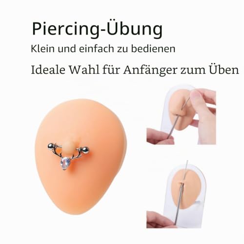 Silicone Nipple Model with Acrylic Stand, Fake Boob Flexible Human Mould, Body Parts for Practicing Piercing, Acupuncture Jewelery Display, Simulation Body Model (Nude)