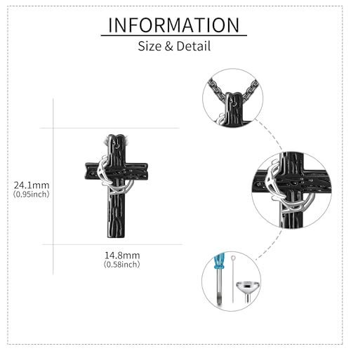 Black Cross Necklace Sterling Silver Jesus Thorn Crown Cross Necklace for Men Catholic Jewelry Gift for Father Brother Boyfriend Son urn cross