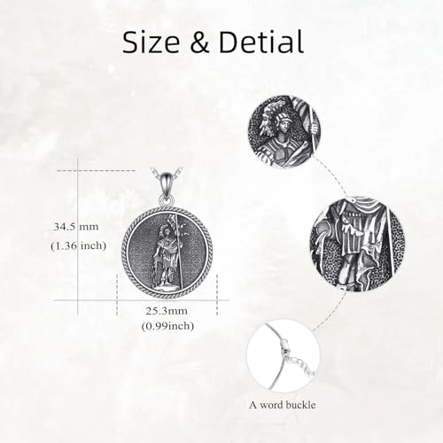 YAFEINI Patron Saint Necklace 925 Sterling Silver Patron Saint Florian Pendant Necklace Religious Jewellery Gifts for Women